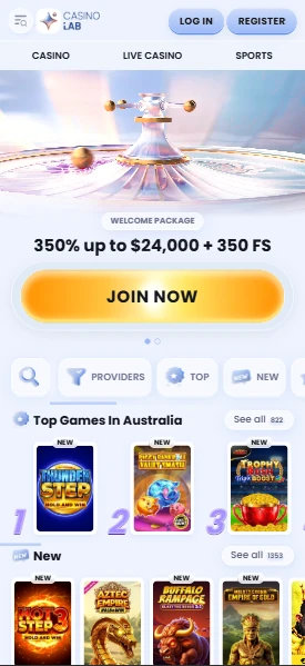 Casino Lab mobile site open on a smartphone